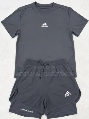 Adidas Training T-Shirt Shorts Set – Dark Grey