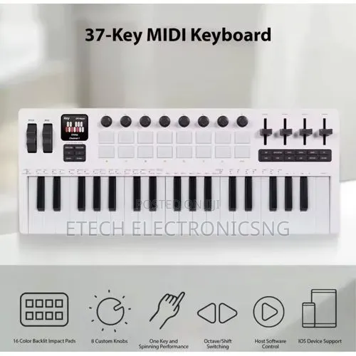 M Vave Smk37 Studio Keyboard With Drum Pads White Color