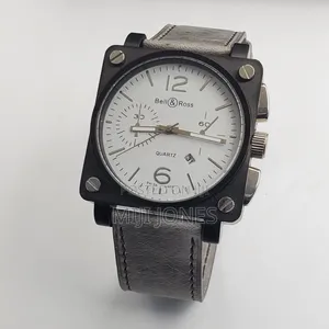 *Bell Ross Style Pilot Watch – Leather Strap | Square Dial | Quartz*