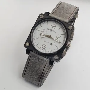 *Bell Ross Style Pilot Watch – Leather Strap | Square Dial | Quartz*