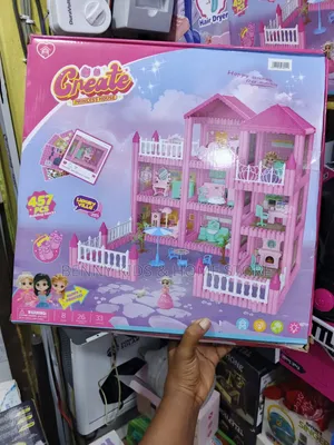  457PCS 3-Storey Pink Doll House Building Set