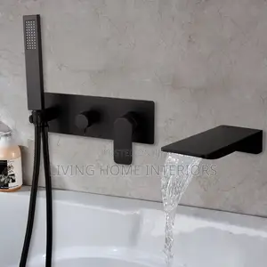 A Matte-Black Concealed Bath/Shower Mixer Set