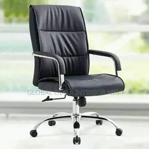 High-Back Black Leather Executive Office Chair