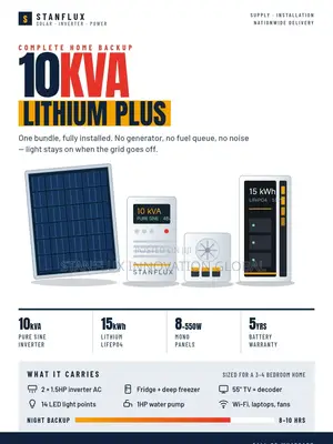 10KVA Lithium Plus Solar Bundle | 15kWh Battery + 8x550W Panels