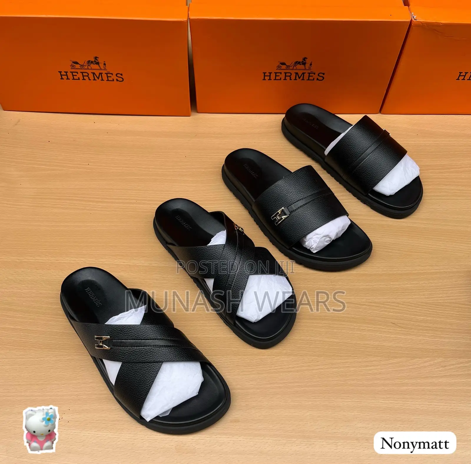Hermes Cross Leather Slipers 40-46
