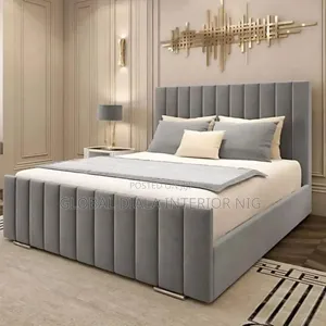 Gray Velvet Upholstered Bed Frame