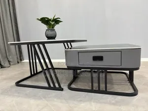 2 in 1 Modern Center Table With Slate Top ( BLACK TOP GRAY )