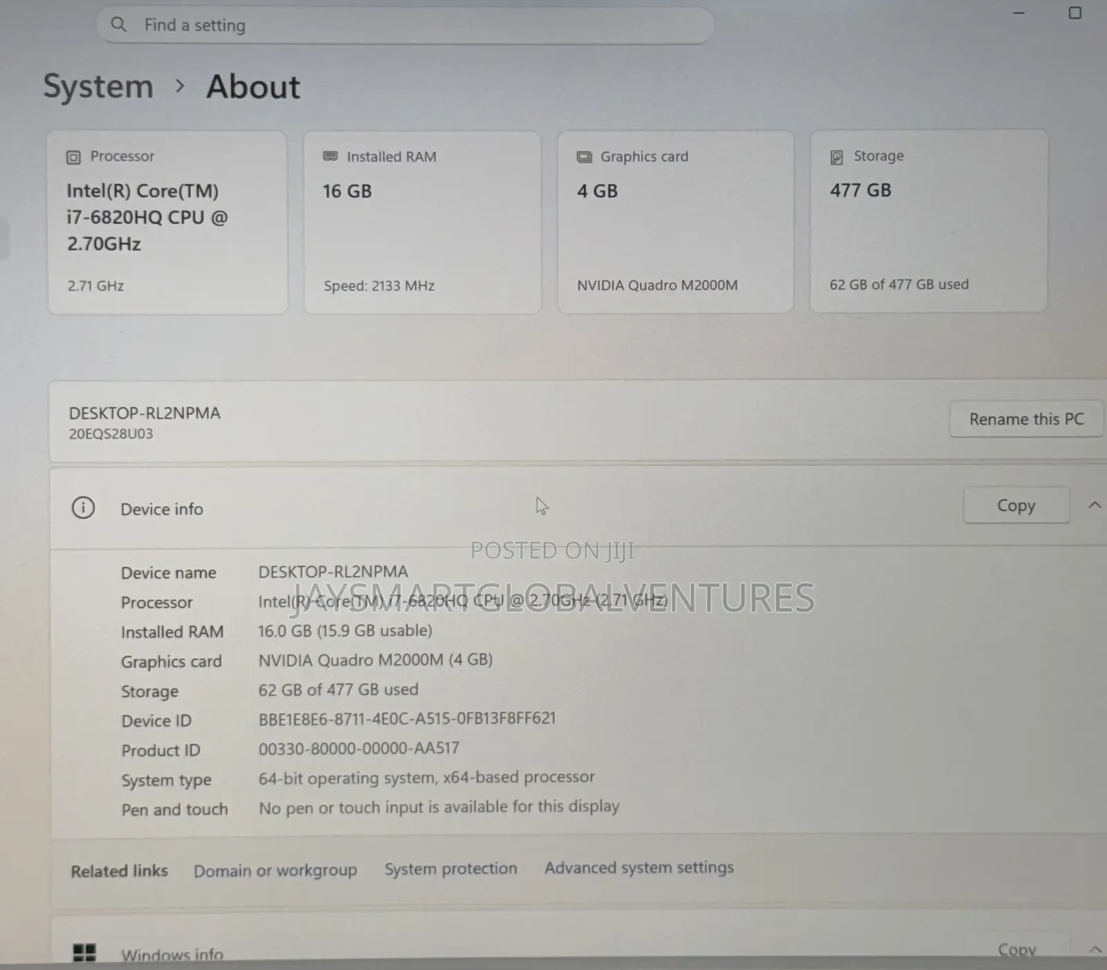 Laptop Lenovo ThinkPad P50 16GB Intel Core i7 SSD 512GB