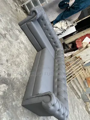 Grey Leather Chesterfield Sofa