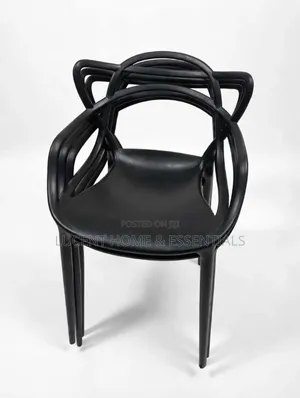 Sleek Black Plastic Dining Chair - Indoor/Outdoor