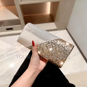 Compact Gold Glitter Party Clutch Purse