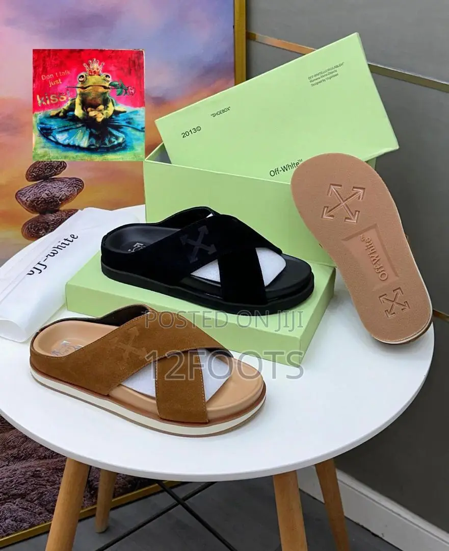 Off-White Cross-Strap Suede Sandals