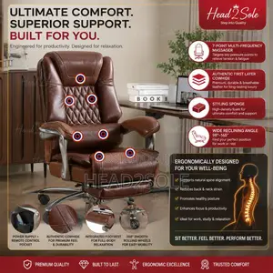 Ergonomic Executive Leather Chair With Massager, Footrest 165° Recline