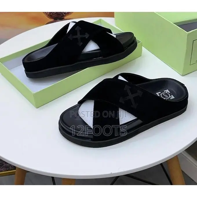 Off-White Cross-Strap Suede Sandals
