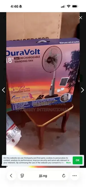Duravolt 18" 3in1 Rechargeable Solar Fan