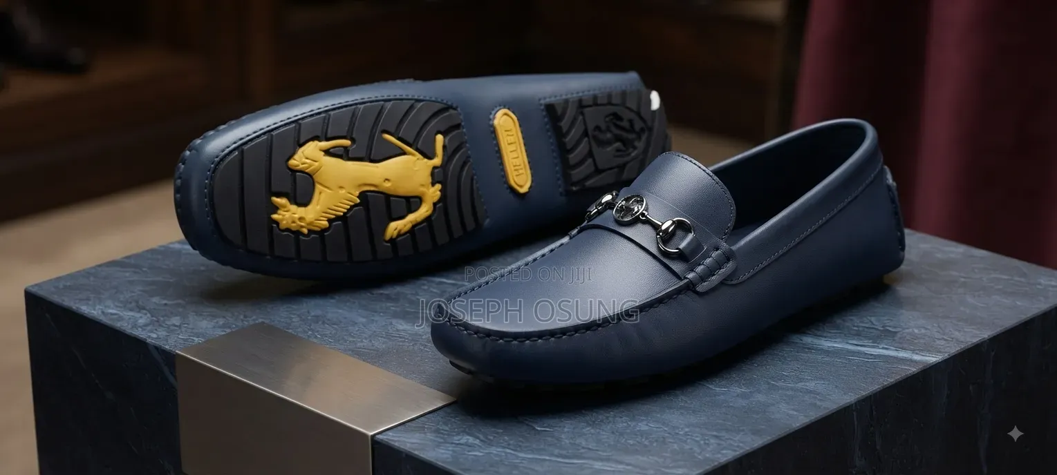 Blue Leather Loafers