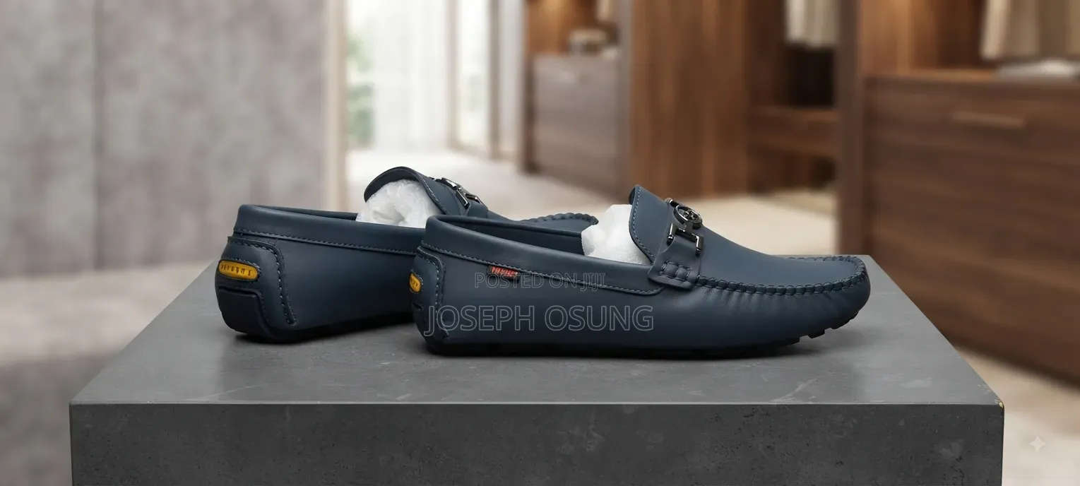 Blue Leather Loafers