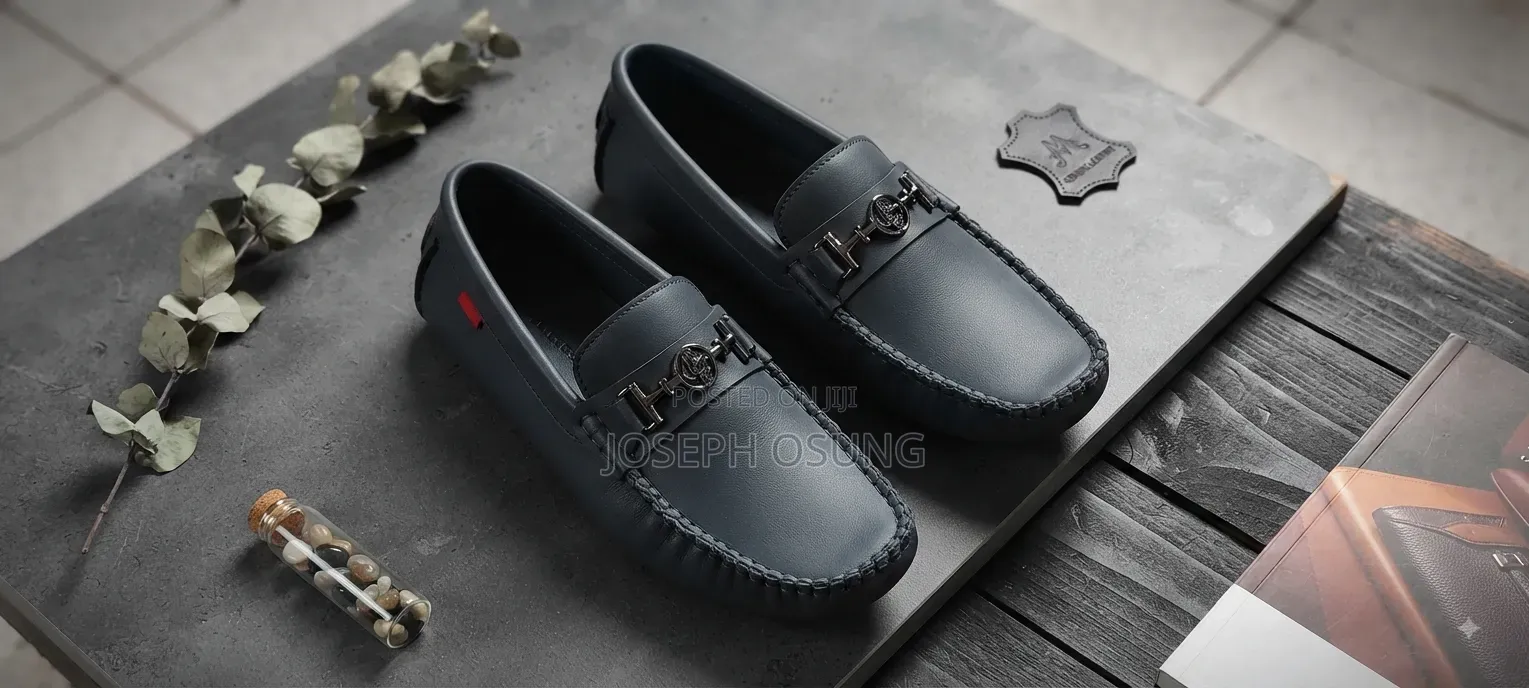 Blue Leather Loafers