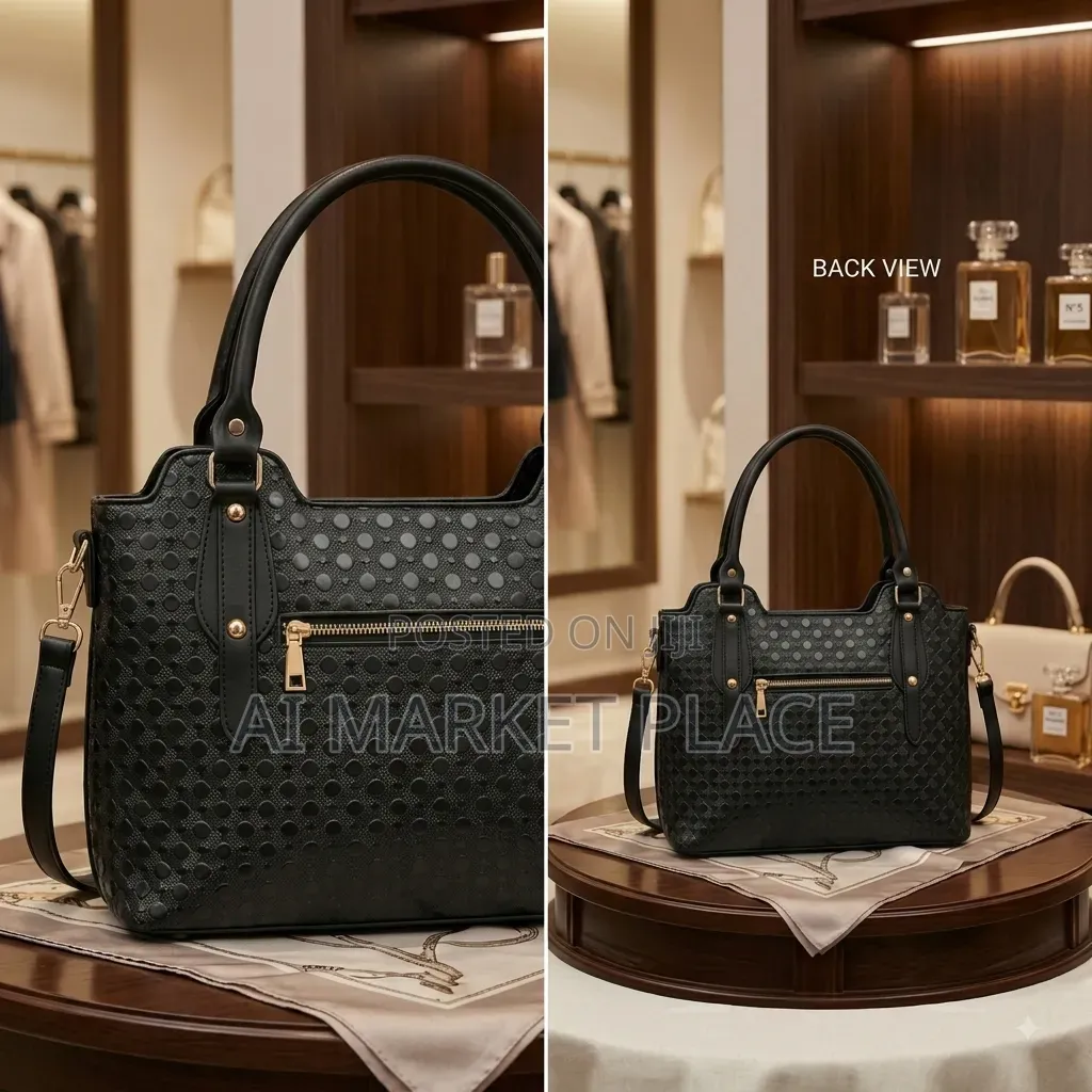 Black Geometric Embossed HandBag