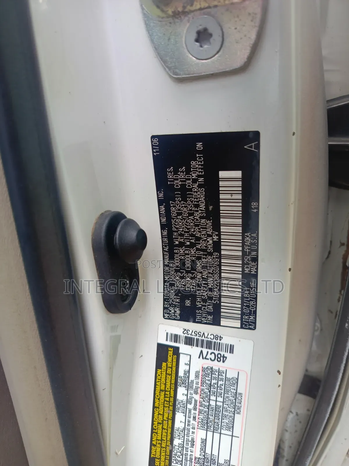 Toyota Sienna 2007 White