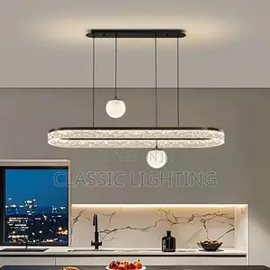 Pendant Led Light Dining Room Living Room Decor Black Big Hanging Lamp