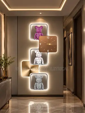 Aesthetic Bear Wall Clocks LED Lamp Unique Bear Silent SconceLuxurious