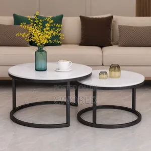2-Piece Marble Round Nesting Coffee Tables - Imported