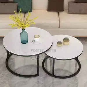 2-Piece Marble Round Nesting Coffee Tables - Imported
