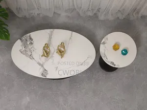 Luxury Marble Oval Coffee Table Set - Imported
