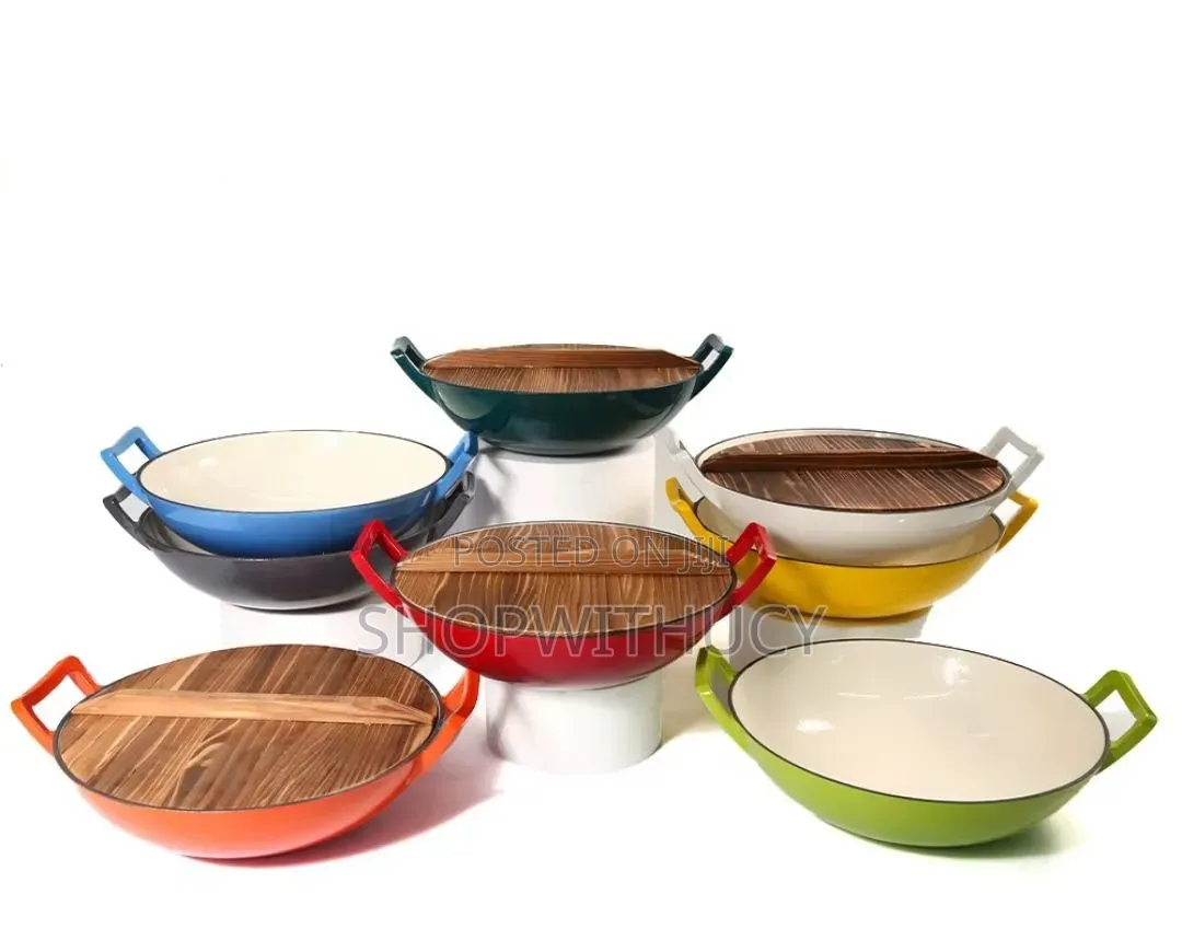 Enameled Cast Iron Wok Pans