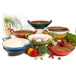 Enameled Cast Iron Wok Pans