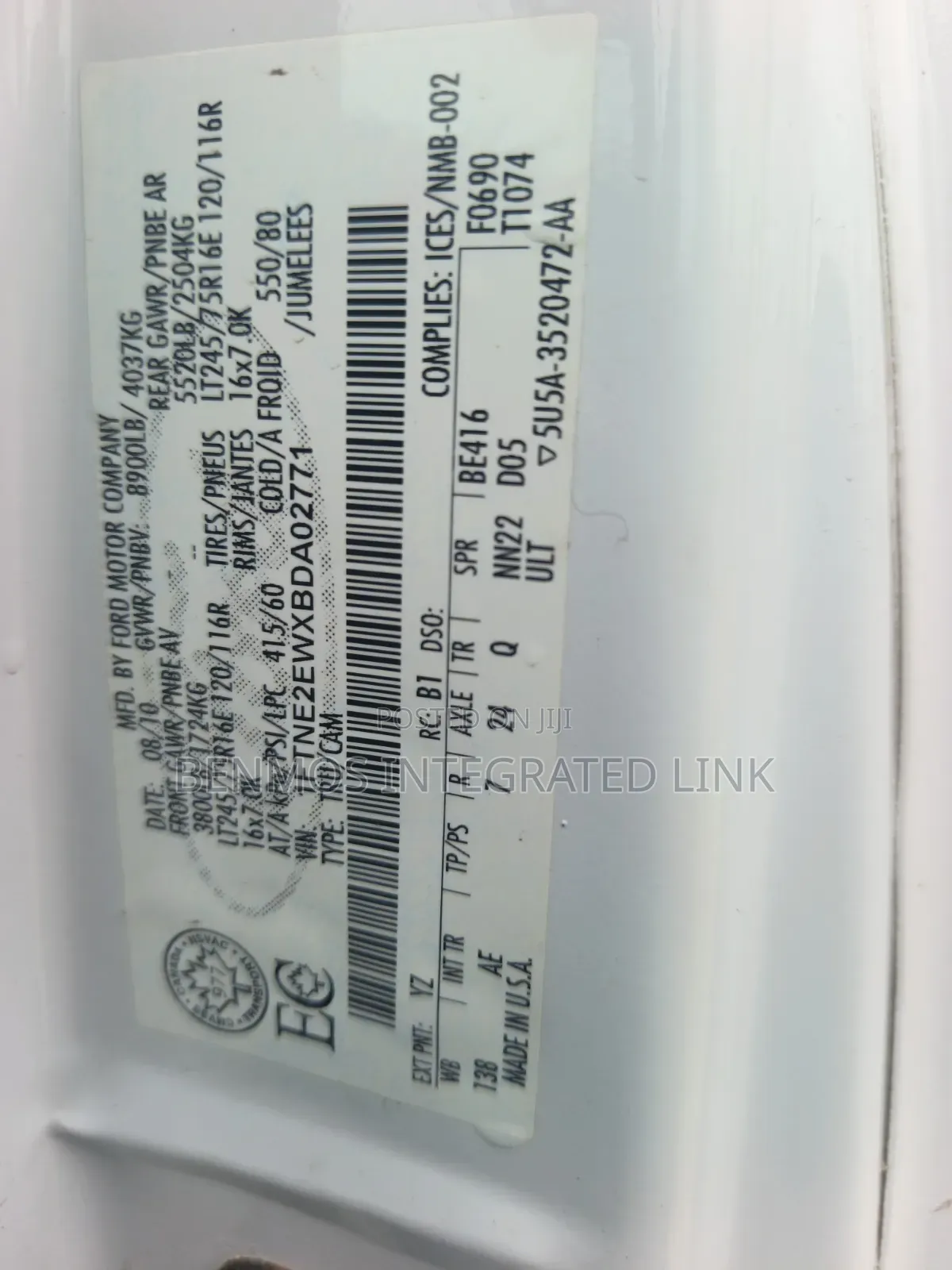Ford E250 2010 White