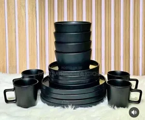 16-Piece Matte Black Ceramic Dinnerware Set