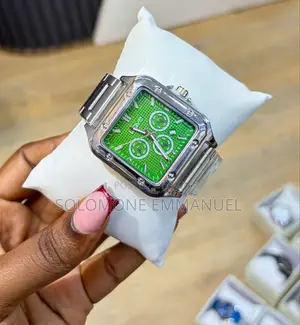 Executive Square Green Dial Stainless Steel Wristwatch