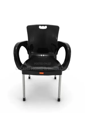 Sturdy Black Plastic Chair With Polished Legs Easyto Clean,Versatile