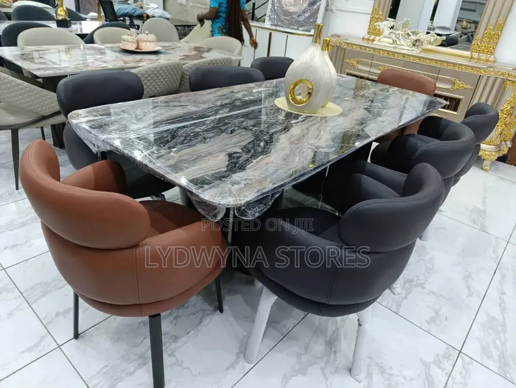 Super Sweet Comfortable Foldable Marble Dinning 6 Seaters Sets