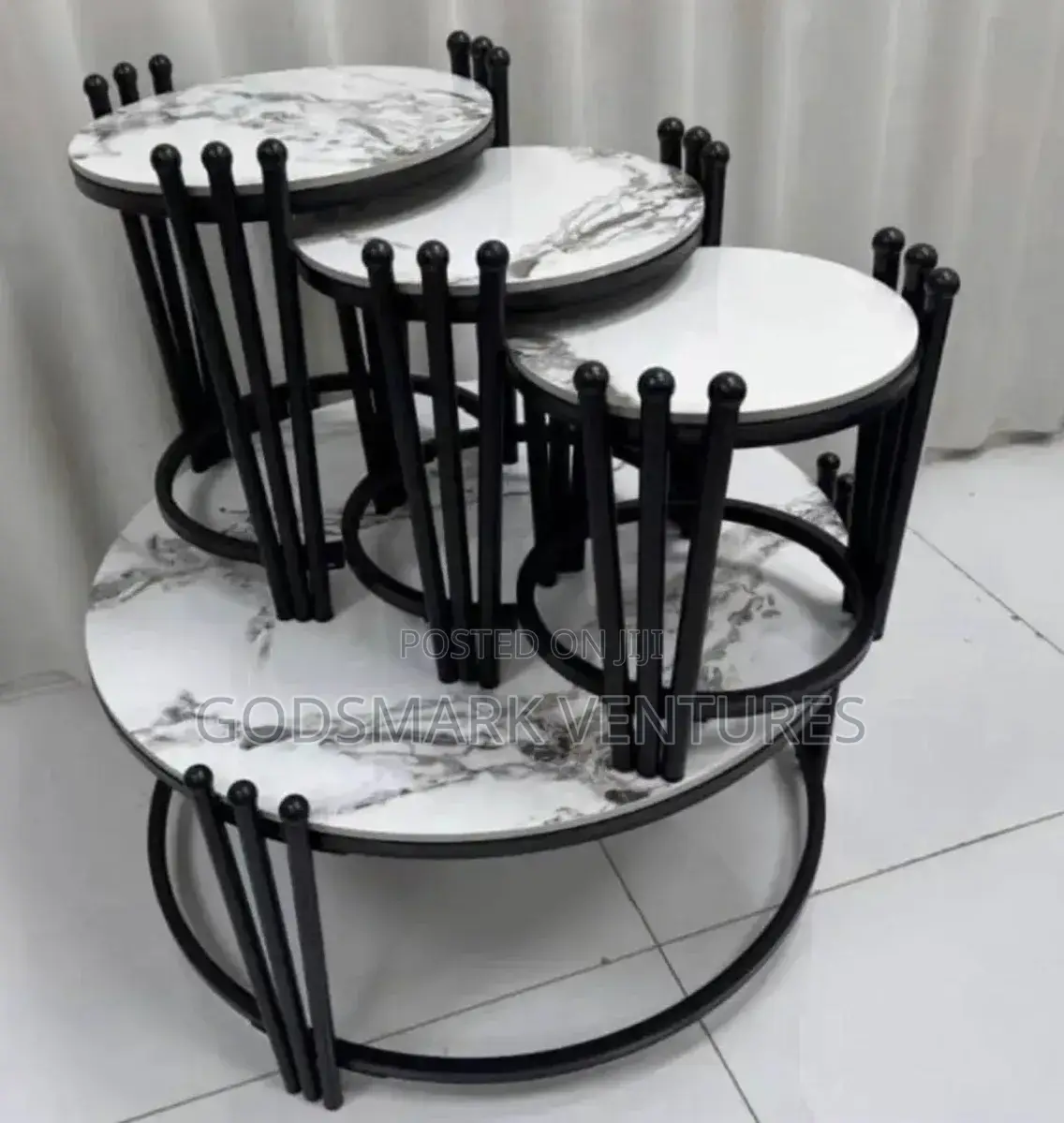 Marble Centre Table and 3 Stools