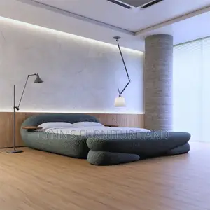 Well Padded Bedframe With Foreign Fabric and Very Good Finishing