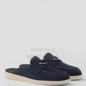 Handmade Blue Suede Loafers Half Shoe