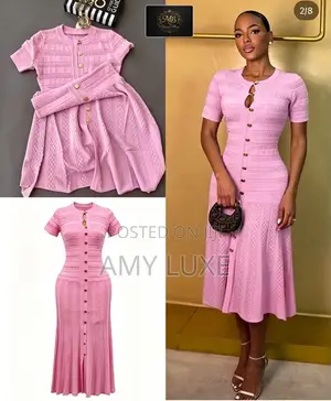 Women’s Knitted Button-Down Flare Midi Dress