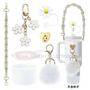 Cute Floral Tumbler Accessories Set – Stylish Beautiful Drinkware Gift