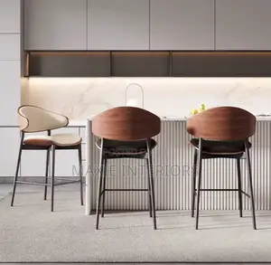 Modern Design Solid Wood Coffee Comfortable High Bar Stool Furniture
