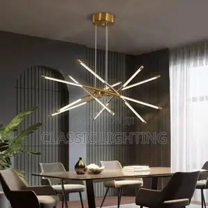 Nordic Modern LED Linear Chandelier Simple Gold Black Stick