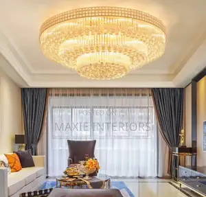 Modern Luxury Crystal LED Flush Mount Ceiling Living Room Chandelier