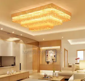 Modern Luxury Crystal LED Flush Ceiling Living Room Chandelier