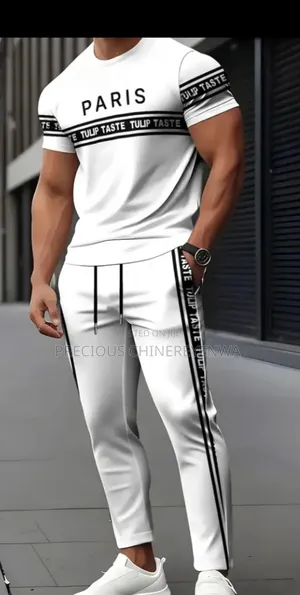 Men's Paris Tracksuit Set - White Black