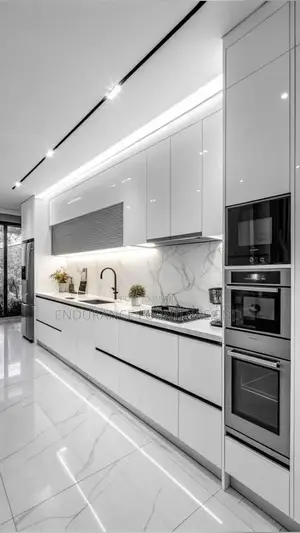 Upgrade Your Kitchen With Our Sleek Marble-Finish Cabinets,