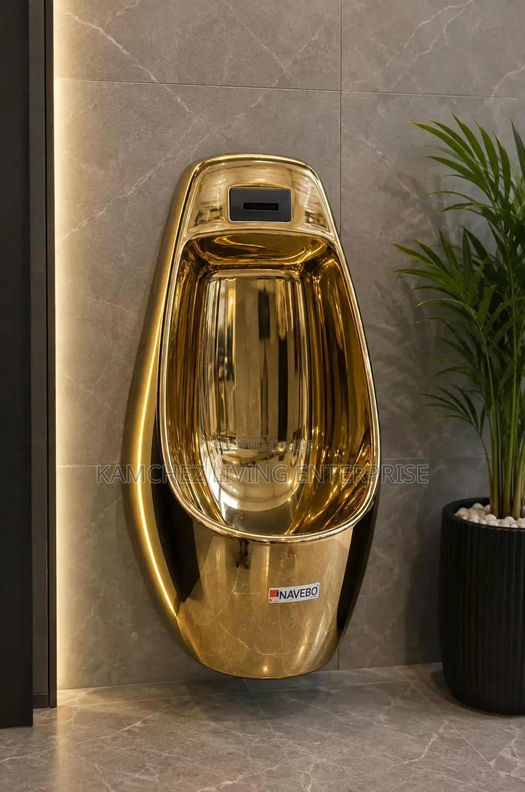 Luxury Gold Wall-Mounted Sensor Urinal