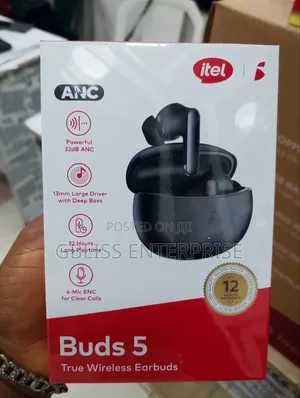 Itel Buds 5 High Deep Bass Powerful 32db Anc True Wireless Earbuds