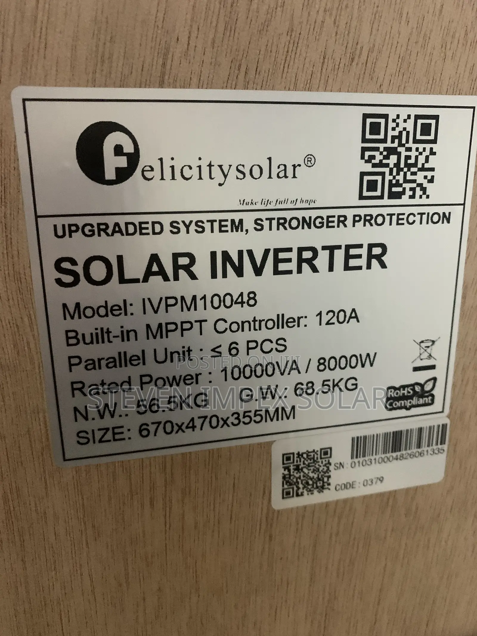 Felicity Solar Inverter IVPM 10kva 48v